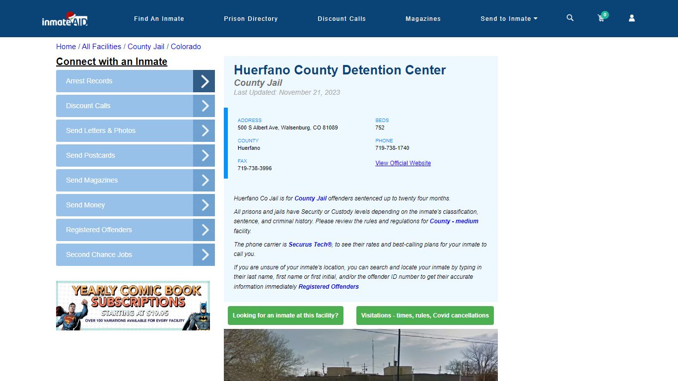 Huerfano County Detention Center - Inmate Locator - Walsenburg, CO